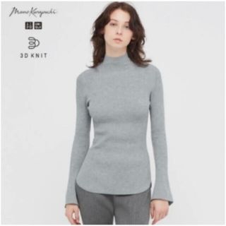 ユニクロ(UNIQLO)のUNIQLO マメクロゴウチ 3Dリブハイネックセーター グレーL(ニット/セーター)