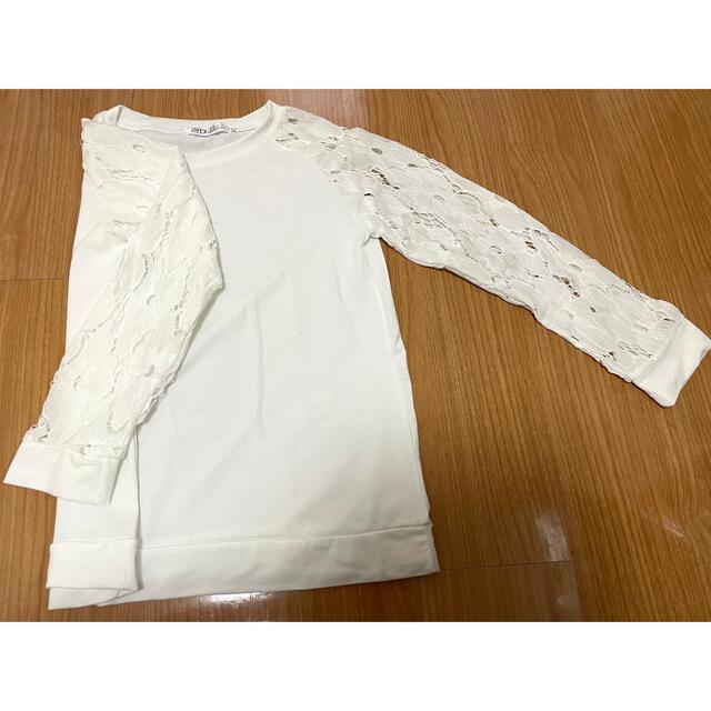 ロングTシャツ　トップス　レディース　M 長袖　ホワイト レディースのトップス(Tシャツ(長袖/七分))の商品写真