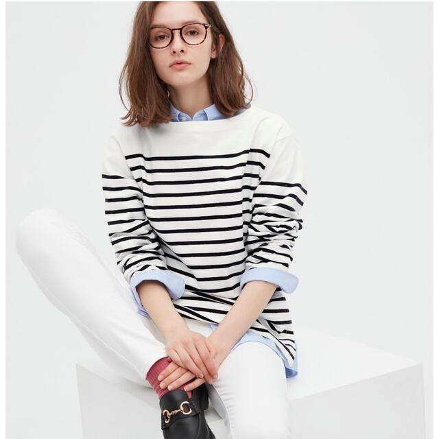 UNIQLO(ユニクロ)のボーダーオーバーサイズT 値下げ無し レディースのトップス(Tシャツ(長袖/七分))の商品写真