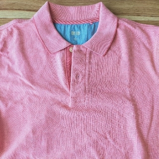 ユニクロ(UNIQLO)の【未使用品】ユニクロポロシャツ（半袖）シャビーピンク メンズL(ポロシャツ)