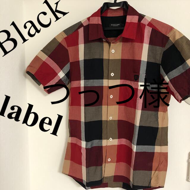 ブラックレーベル王道柄！　BLACK LABEL  半袖シャツ　刺繍ロゴ　春夏物　Mサイズ