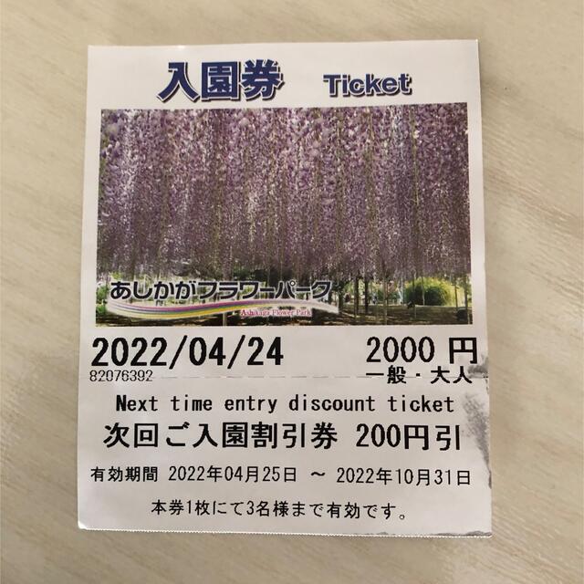 あしかがフラワーパーク　入園割引券 チケットの施設利用券(遊園地/テーマパーク)の商品写真