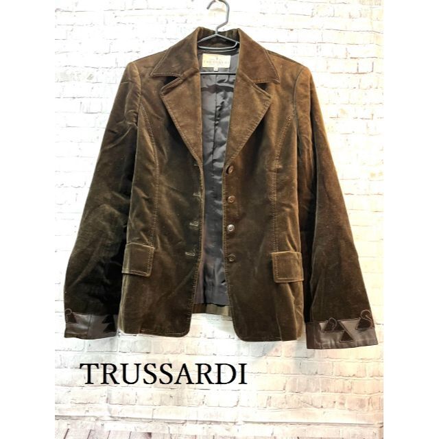 【美品】TRUSSARDI　レディース　ベロア　ジャケット　袖口切り替え　40 | フリマアプリ ラクマ