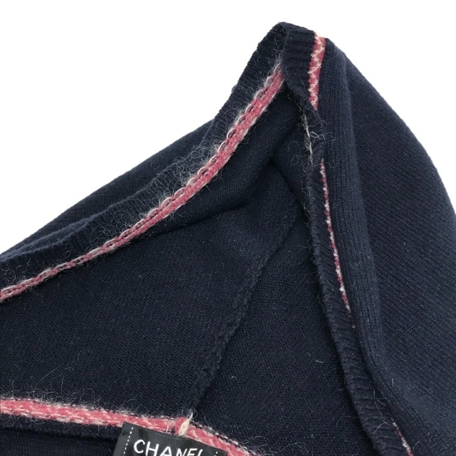 CHANEL(シャネル)のシャネル P46938 ココマーク フード付き 総柄 マフラー ウール ネイビー レディースのファッション小物(マフラー/ショール)の商品写真