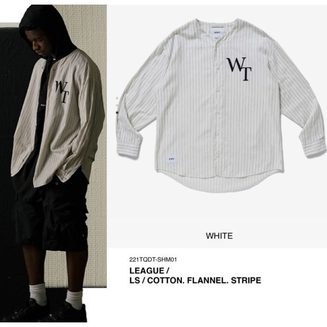 WHITE M 22SS WTAPS LEAGUE / LS / COTTON