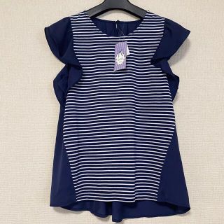 トッコ(tocco)のトッコクローゼット　ボーダー柄フリルブラウス　未使用(シャツ/ブラウス(半袖/袖なし))