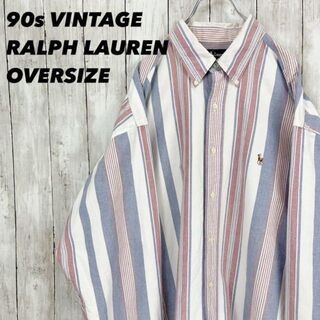 ラルフローレン(Ralph Lauren)の90s ラルフローレン　カラーポロ刺繍マルチカラーストライプボタンダウンシャツ女(シャツ)