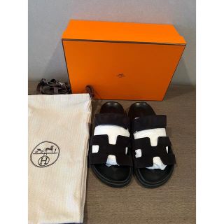 エルメス(Hermes)のHERMES エルメス　シプレ　サンダル　スエード　黒　38 (サンダル)