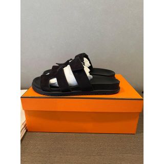 HERMES エルメス シプレ サンダル スエード 黒 38