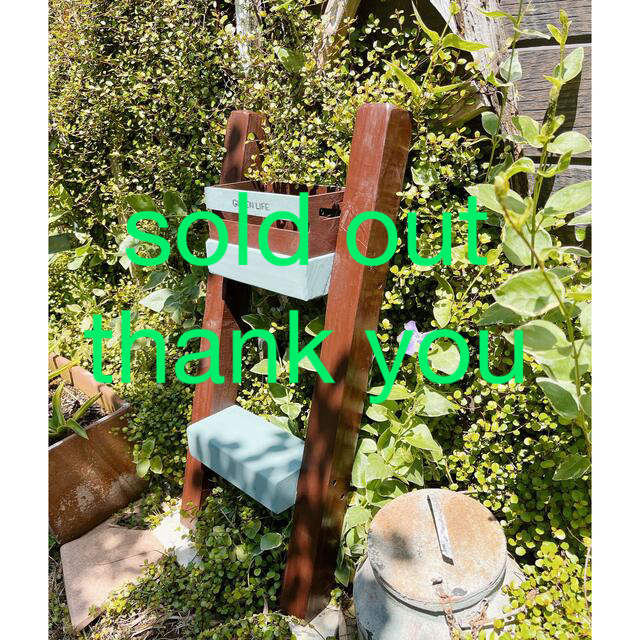 コンパクトラダーシェルフ　ガーデニングラック　ガーデンラダー　木製はしご ハンドメイドのフラワー/ガーデン(その他)の商品写真