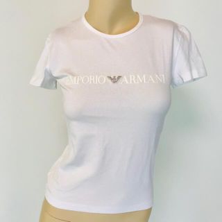 エンポリオアルマーニ(Emporio Armani)の美品★エンポリオアルマーニアンダーウェア★ラインストーン付 Tシャツ(S)WH(Tシャツ(半袖/袖なし))