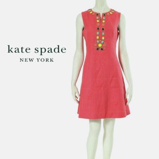 ケイトスペードニューヨーク(kate spade new york)のkate spade NEW YORK【美品】ビジューノースリーブワンピース(ひざ丈ワンピース)