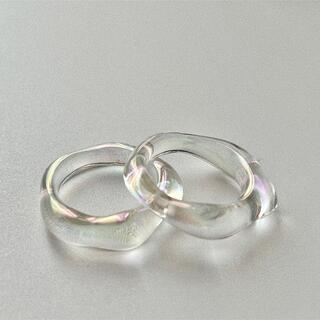 ゴゴシング(GOGOSING)のクリアリング　レジン　ニュアンス　偏光　指輪　シンプル　オーロラ　いびつ　韓国(リング(指輪))