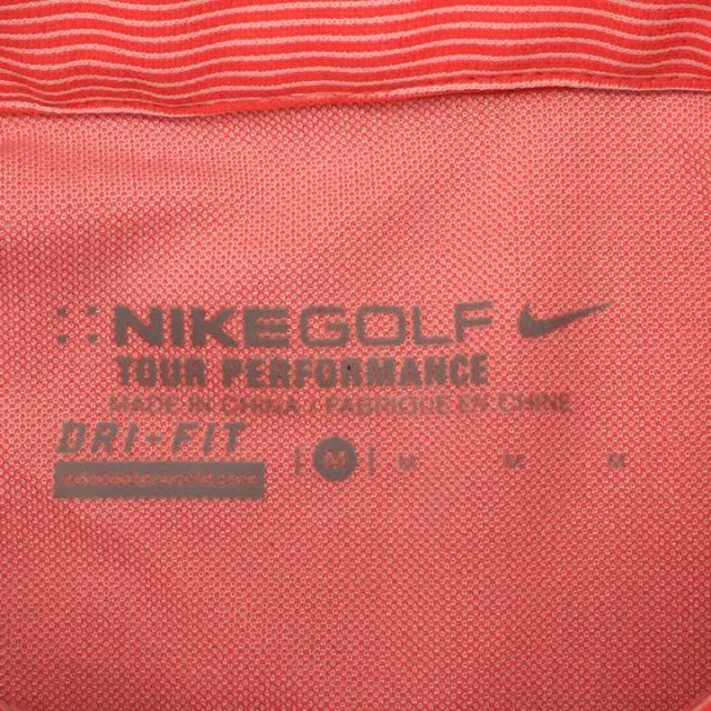 ウエアNIKE GOLF DRI-FIT ポロシャツ ストライプ メンズ M ピンク