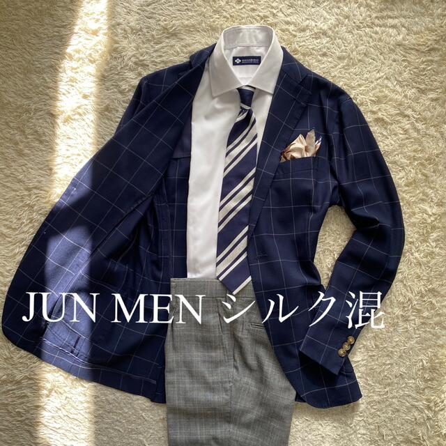 JUN MEN M  シルク混　テーラードジャケット ビジカジ　ジャケパン