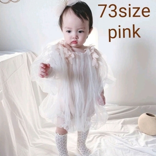 【73・pink】フラワーチュールドレス　ワンピース　ベビードレス　韓国子供服(おくるみ/ブランケット)