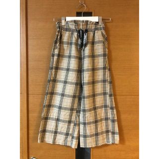 シマムラ(しまむら)の春夏ワイドパンツ　140  チェック　美品(パンツ/スパッツ)