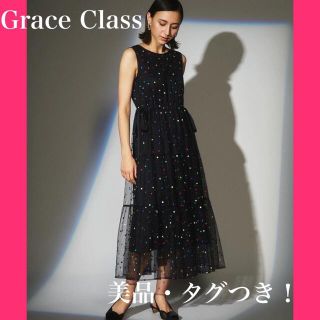 グレースコンチネンタル(GRACE CONTINENTAL)の【美品！タグつき】マルチドットembドレス　グレースクラスグレースコンチネンタル(ロングワンピース/マキシワンピース)