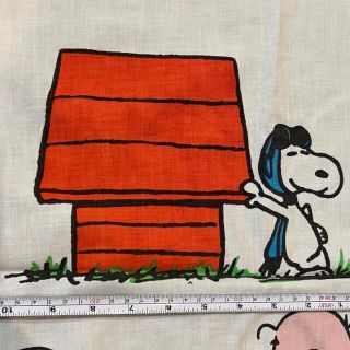 SNOOPY - スヌーピー ビンテージ 生地477 野球柄 アメリカ フラット