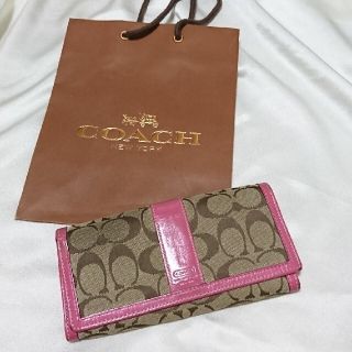 コーチ(COACH)のCOACH シグネチャー 長財布 ピンク コーチ ウォレット(財布)