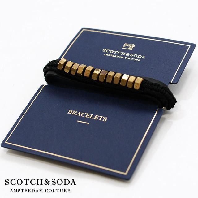 SCOTCH & SODA(スコッチアンドソーダ)のブレスレット Scotch & Soda 本革 黒 B01MU7FBCK-BLK メンズのアクセサリー(ブレスレット)の商品写真