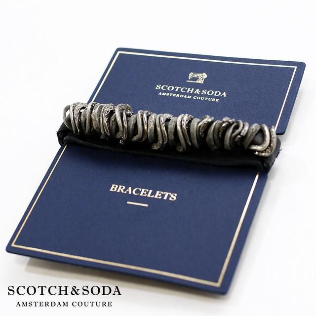 SCOTCH & SODA(スコッチアンドソーダ)のブレスレット Scotch & Soda 本革 紺 B01NH31ALJ-NAV メンズのアクセサリー(ブレスレット)の商品写真