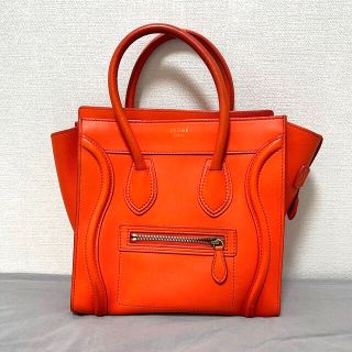 【ネット限定】セリーヌ CELINE ラゲージマイクロショッパー オレンジ  クロコ レディース ハンドバッグ