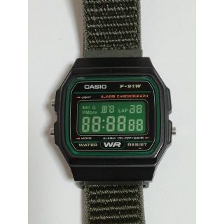 カシオ(CASIO)の【グリーン液晶反転】チープカシオ腕時計 F-91W-3(腕時計(デジタル))