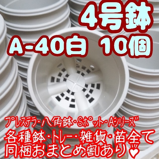 プラ鉢4号鉢【A-40】10個 スリット鉢 丸 プレステラ 多肉植物 ハンドメイドのフラワー/ガーデン(プランター)の商品写真