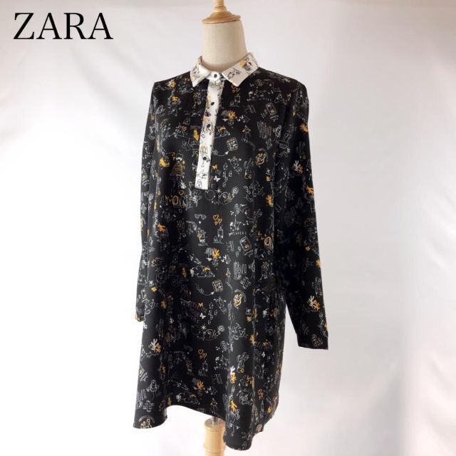 ZARA(ザラ)の♪美品♪ ZARA 総柄 デザインワンピース チュニック レディースのワンピース(ひざ丈ワンピース)の商品写真