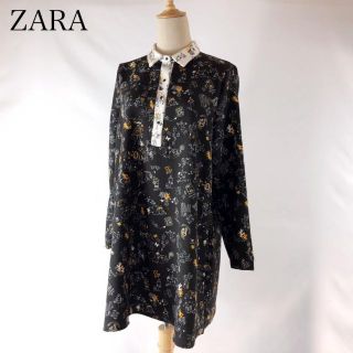 ザラ(ZARA)の♪美品♪ ZARA 総柄 デザインワンピース チュニック(ひざ丈ワンピース)