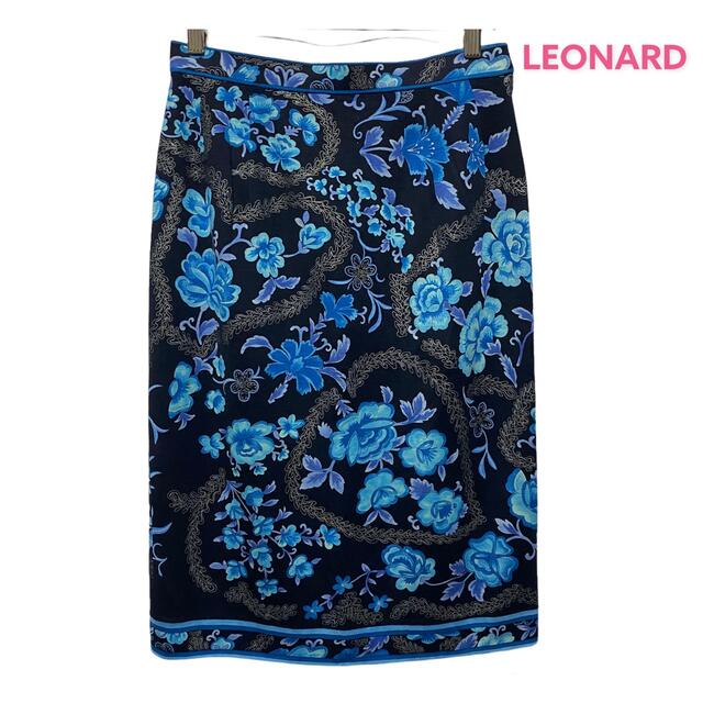 LEONARD - ○【極美品】レオナール LEONARD/スカート/花柄/ブルー○の