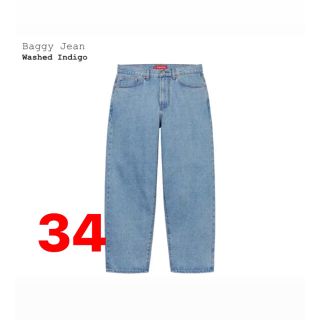 シュプリーム(Supreme)のSupreme Baggy Jean "Washed Indigo" 34(デニム/ジーンズ)