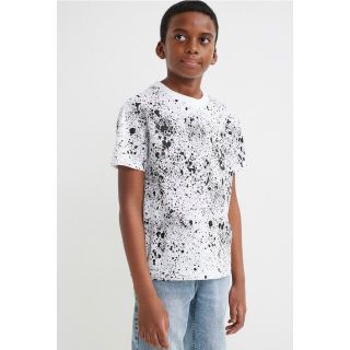 エイチアンドエム(H&M)のH&Mキッズ　ボーイズ　モノトーン  tシャツ　スプラッシュ(Tシャツ/カットソー)