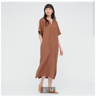 ユニクロ(UNIQLO)のお値下げ⭐️美品　ユニクロ　UNIQLO リネンブレンドカフタンワンピース(ロングワンピース/マキシワンピース)