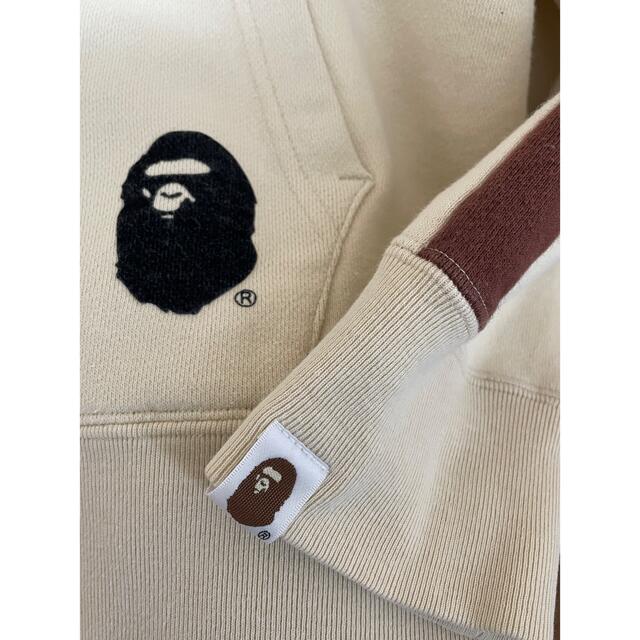 A BATHING APE(アベイシングエイプ)のA BATHING APE サイドライン 猿ロゴ ジップパーカー M ベージュ メンズのトップス(パーカー)の商品写真