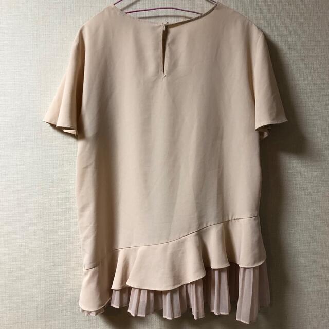 ZARA(ザラ)のZARA 半袖　シャツ　ベビーピンク　ベージュ　プリーツ　 L レディースのトップス(Tシャツ(半袖/袖なし))の商品写真