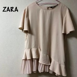 ザラ(ZARA)のZARA 半袖　シャツ　ベビーピンク　ベージュ　プリーツ　 L(Tシャツ(半袖/袖なし))