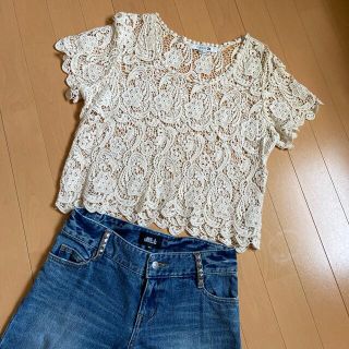 フォーエバートゥエンティーワン(FOREVER 21)のJILLデニム&レース Tシャツ(Tシャツ(半袖/袖なし))