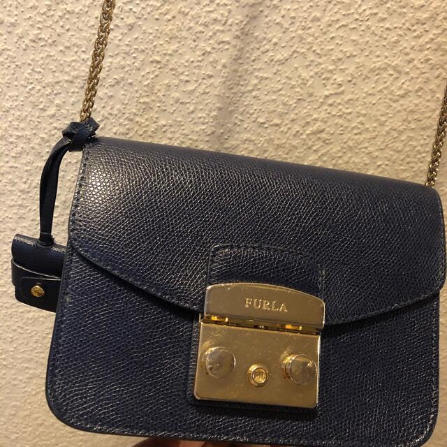 FURLA フルラ メトロポリス ネイビー 保存袋あり チェーンショルダーバッグ