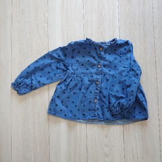 ザラキッズ(ZARA KIDS)のzara kids デニムシャツ ブラウス ドット 2-3歳(ブラウス)