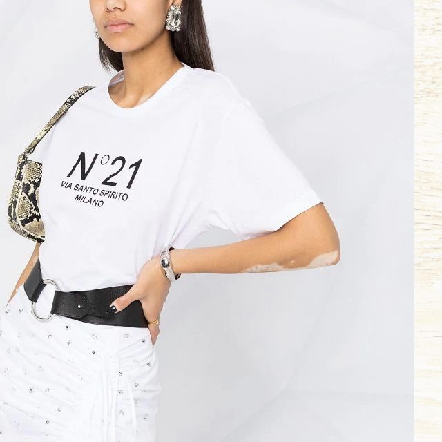 ○新品/正規品○ N°21 ヌメロ ロゴ Tシャツ/白 新品?正規品 9798円引き