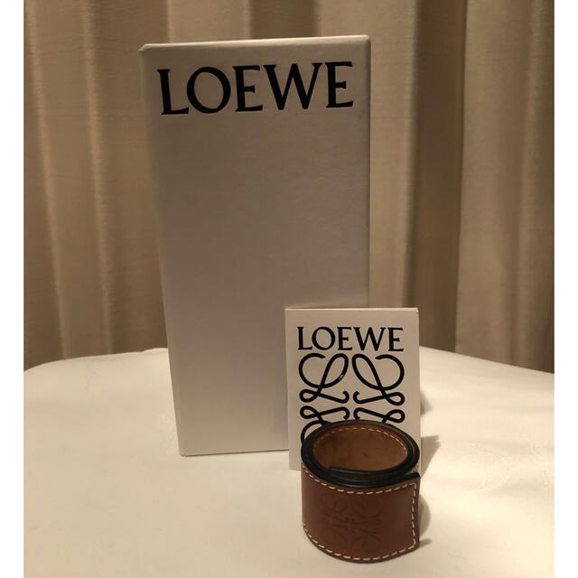 【美品】Loewe ブレスレット タン ブラウン ロゴ　レザー