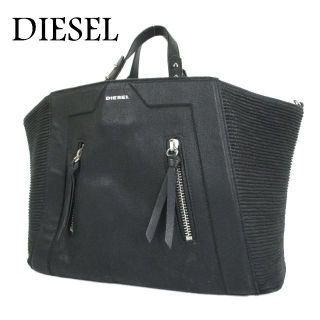 ディーゼル(DIESEL)のディーゼル レザー×キャンバストート ハンド バッグ ブラック(ハンドバッグ)