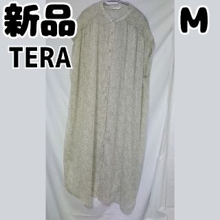 シマムラ(しまむら)の新品 未使用 しまむら TERAシアーシャツワンピース M グリーン(ロングワンピース/マキシワンピース)