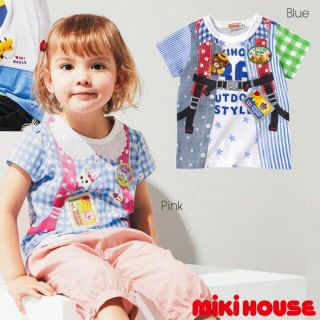 ミキハウス　麦わら帽子　ショルダーバッグだまし絵半袖Tシャツ