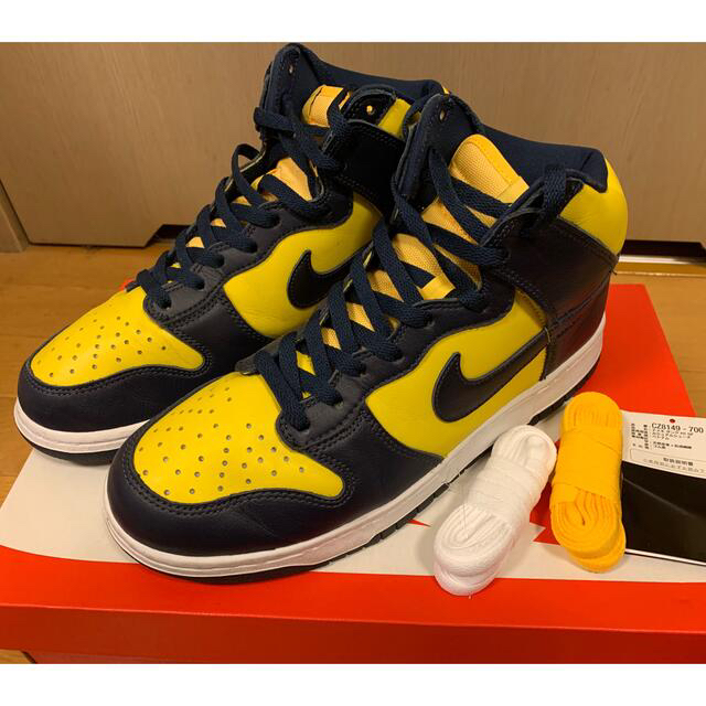 NIKE DUNK HIGH MICHIGAN 紺黄 27.5cm SNKRS靴/シューズ