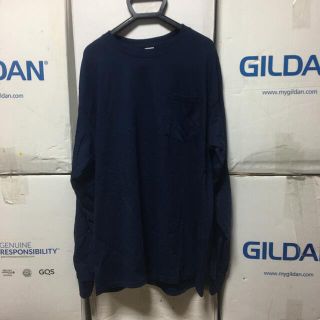 ギルタン(GILDAN)のGILDANギルダン☆ロンT☆長袖無地Tシャツ☆ポケット付き☆ネイビー紺色★XL(Tシャツ/カットソー(七分/長袖))