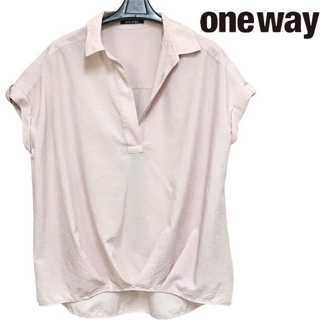 one*way(ワンウェイ)のoneway 淡いピンクベージュ カットソー M シャツ レディースのトップス(Tシャツ(半袖/袖なし))の商品写真