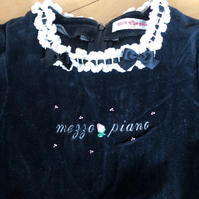 mezzo piano mezzo piano メゾピアノ 120 チュニック ベロア バラ ビーズ刺繍の通販 by ムーミン MezzoPianoメゾピアノ チュニック 110 ブラック ベロア